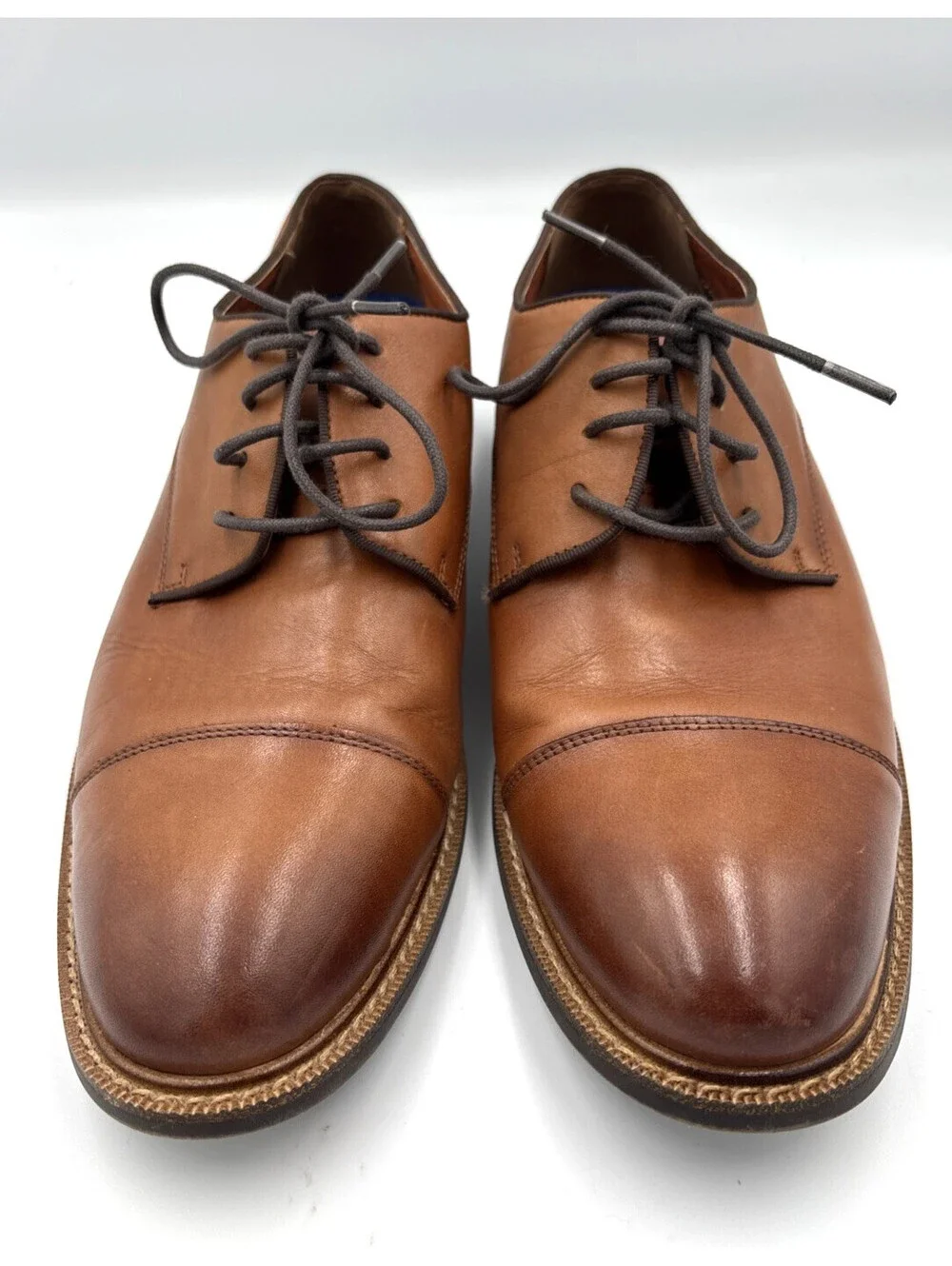 Vince Camuto VY-Lamson Brown Leather Oxford Dress Shoes Mens 10.5